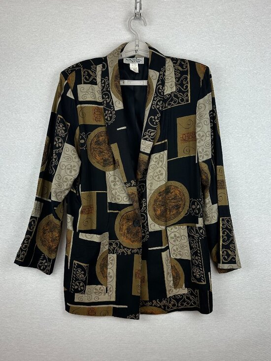 Kensington Square Tops - KENSINGTON SQUARE VINTAGE WOME'S LINED BLAZER SHOULDER PADS LONG SLEEVE SIZE M